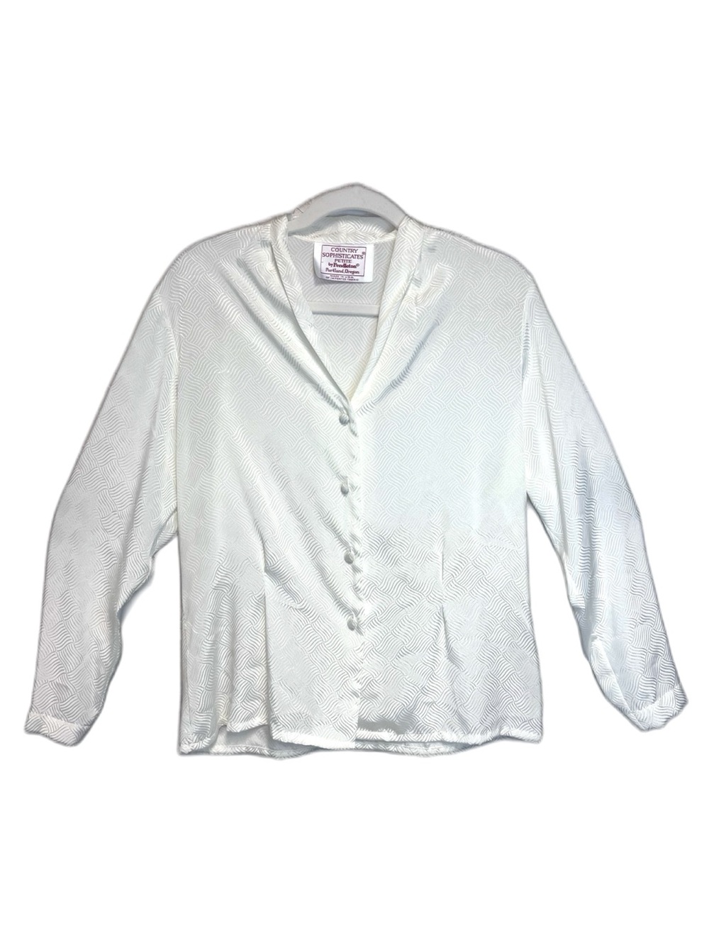 Pendleton Country Sophisticates  Ivory Jacquard Pattern Button-Front Blouse